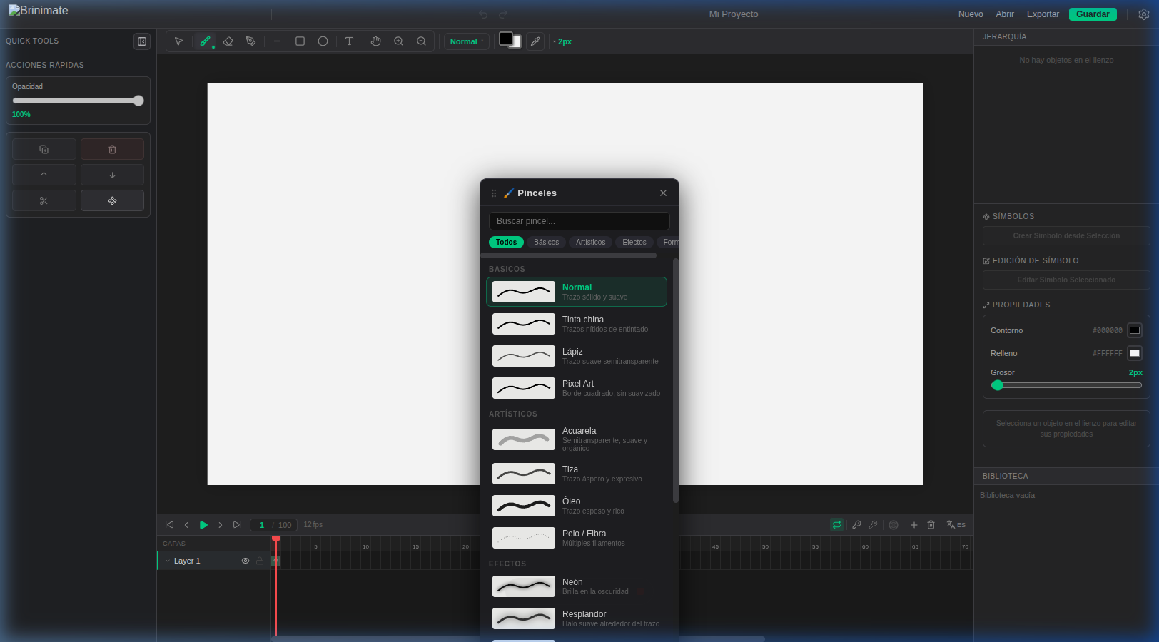 El Panel de Pinceles de Brinimate